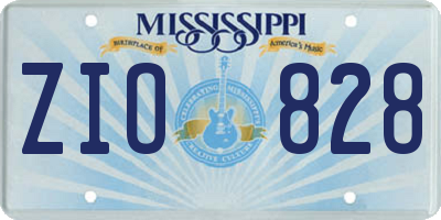 MS license plate ZIO828