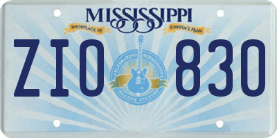 MS license plate ZIO830