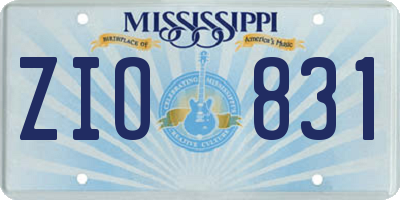 MS license plate ZIO831