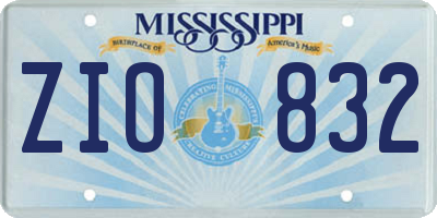 MS license plate ZIO832