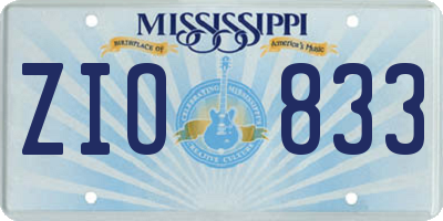 MS license plate ZIO833