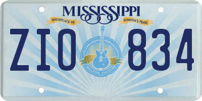 MS license plate ZIO834