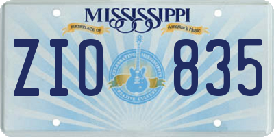 MS license plate ZIO835