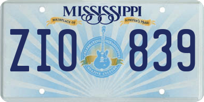 MS license plate ZIO839