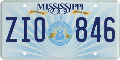 MS license plate ZIO846