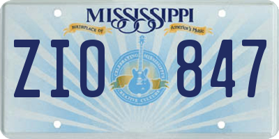MS license plate ZIO847