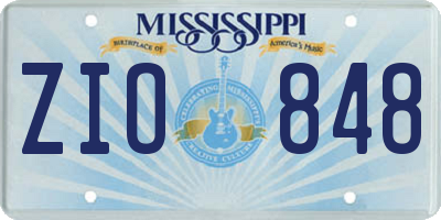 MS license plate ZIO848