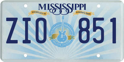 MS license plate ZIO851