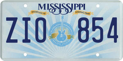 MS license plate ZIO854