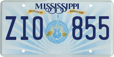 MS license plate ZIO855