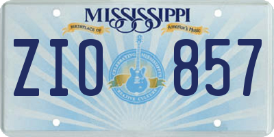 MS license plate ZIO857