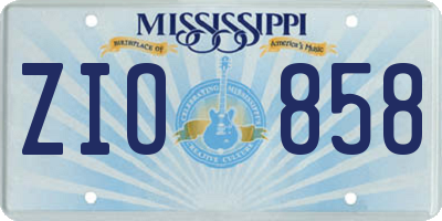 MS license plate ZIO858