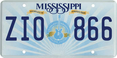 MS license plate ZIO866