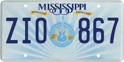 MS license plate ZIO867