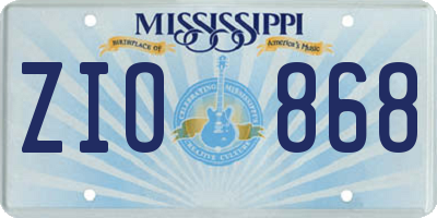 MS license plate ZIO868