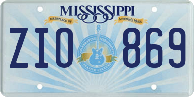 MS license plate ZIO869