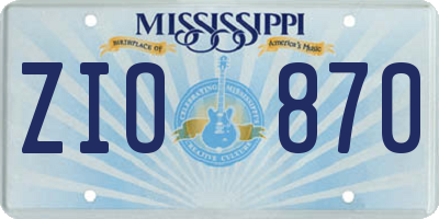 MS license plate ZIO870
