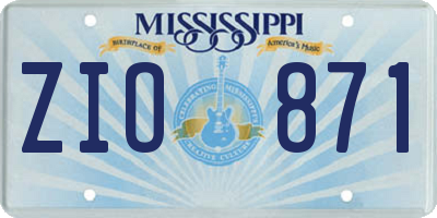 MS license plate ZIO871