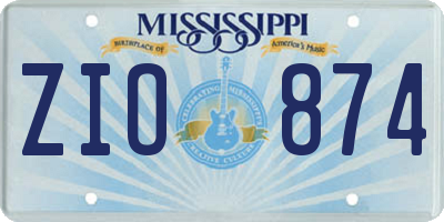 MS license plate ZIO874