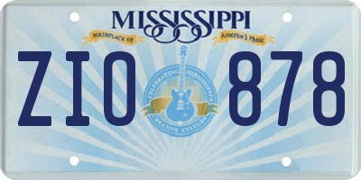 MS license plate ZIO878