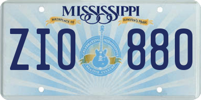 MS license plate ZIO880
