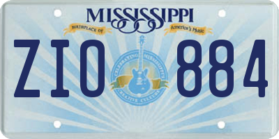 MS license plate ZIO884