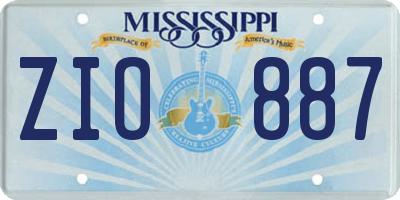 MS license plate ZIO887