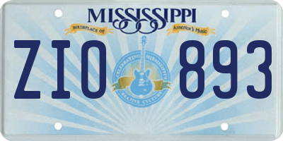 MS license plate ZIO893