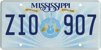 MS license plate ZIO907