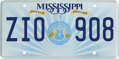 MS license plate ZIO908