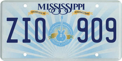 MS license plate ZIO909
