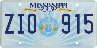 MS license plate ZIO915