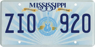 MS license plate ZIO920