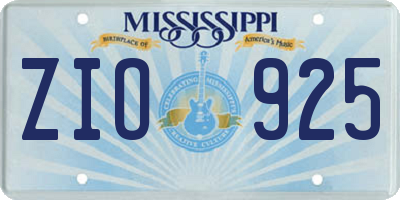 MS license plate ZIO925