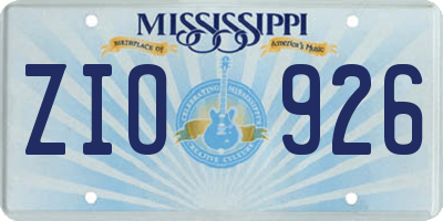 MS license plate ZIO926