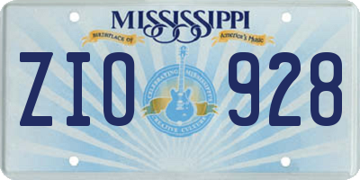 MS license plate ZIO928