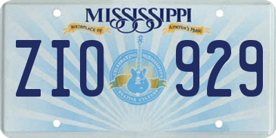 MS license plate ZIO929