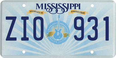 MS license plate ZIO931