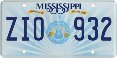 MS license plate ZIO932