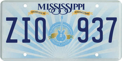 MS license plate ZIO937