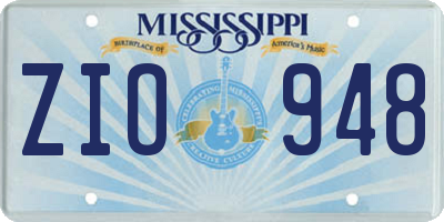 MS license plate ZIO948