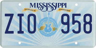 MS license plate ZIO958