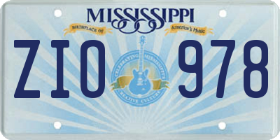 MS license plate ZIO978