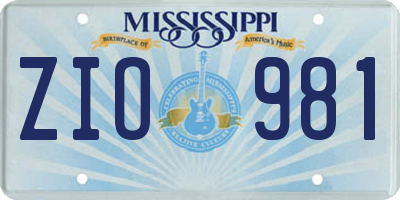 MS license plate ZIO981