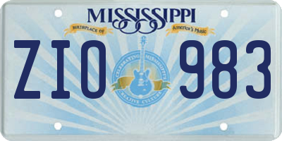 MS license plate ZIO983