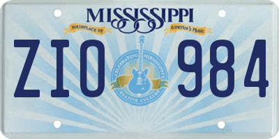 MS license plate ZIO984