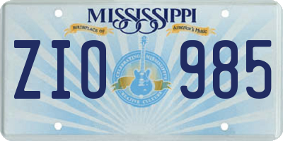 MS license plate ZIO985