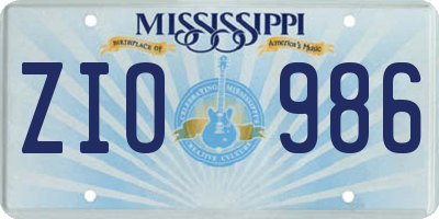 MS license plate ZIO986