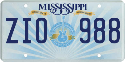 MS license plate ZIO988
