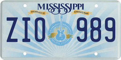 MS license plate ZIO989